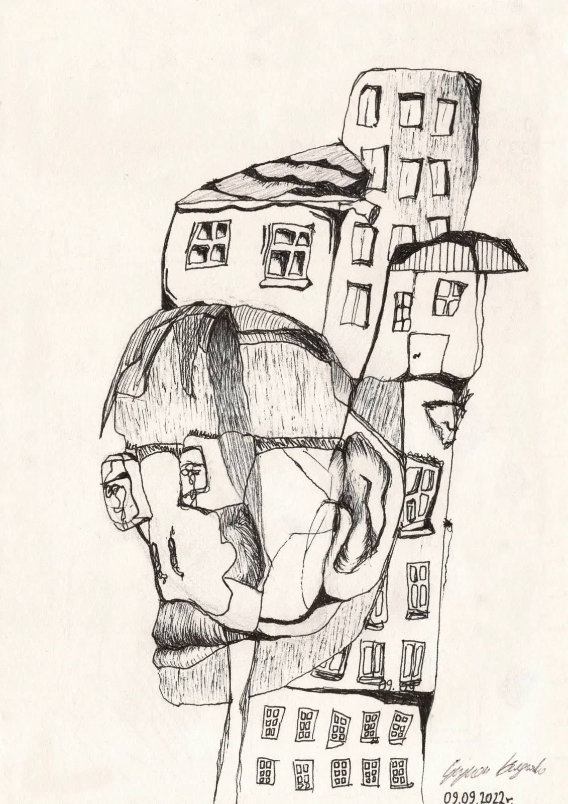 No. 3 (2024) — sygnowany druk artystyczny SL PRINTS No. 3, sygnowany druk artystyczny z serii Forma autorstwa Szymona Ługowskiego, Długopis na papierze, 2024 — galeria SL PRINTS